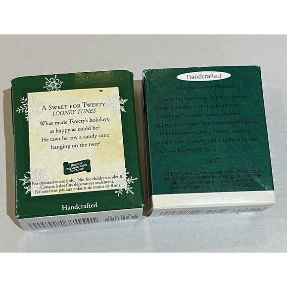 1996 BABY TWEETY/2003 Tweety Looney Tunes Hallmark Keepsake Miniature Ornament - Picture 2 of 2